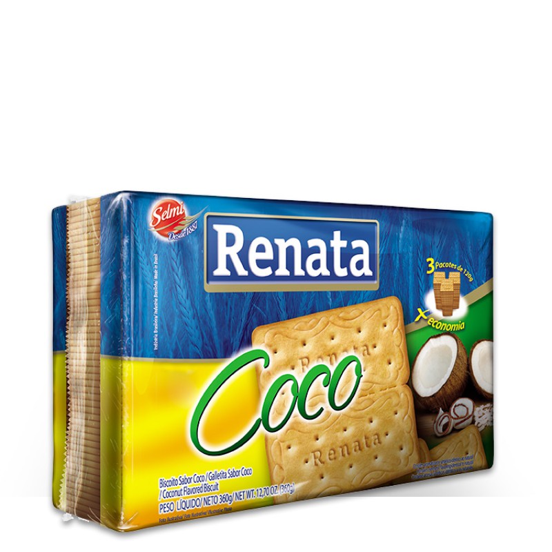 Biscoito Sabor Coco Renata 360g Biscoito Sabor Coco Renata 360g