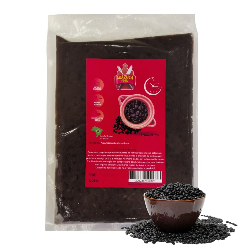 Feijão Preto Congelado Cozido - Brazuca Foods 600g Feijão Preto Congelado Cozido - Brazuca Foods 600g