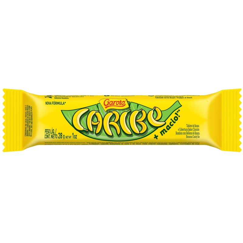 Chocolate Caribe Recheado Com Banana Garoto 28g Chocolate Caribe Recheado Com Banana Garoto 28g