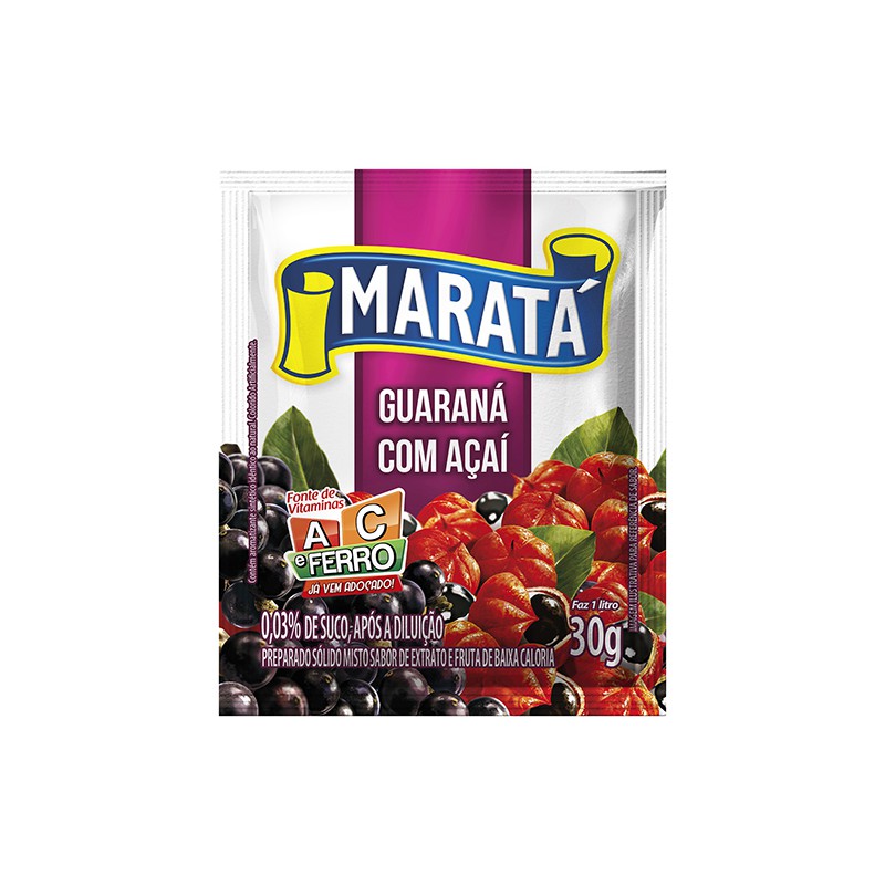 Refresco em Pó Sabor Guaraná+Açaí Maratá 35g Refresco em Pó Sabor Guaraná+Açaí Maratá 35g