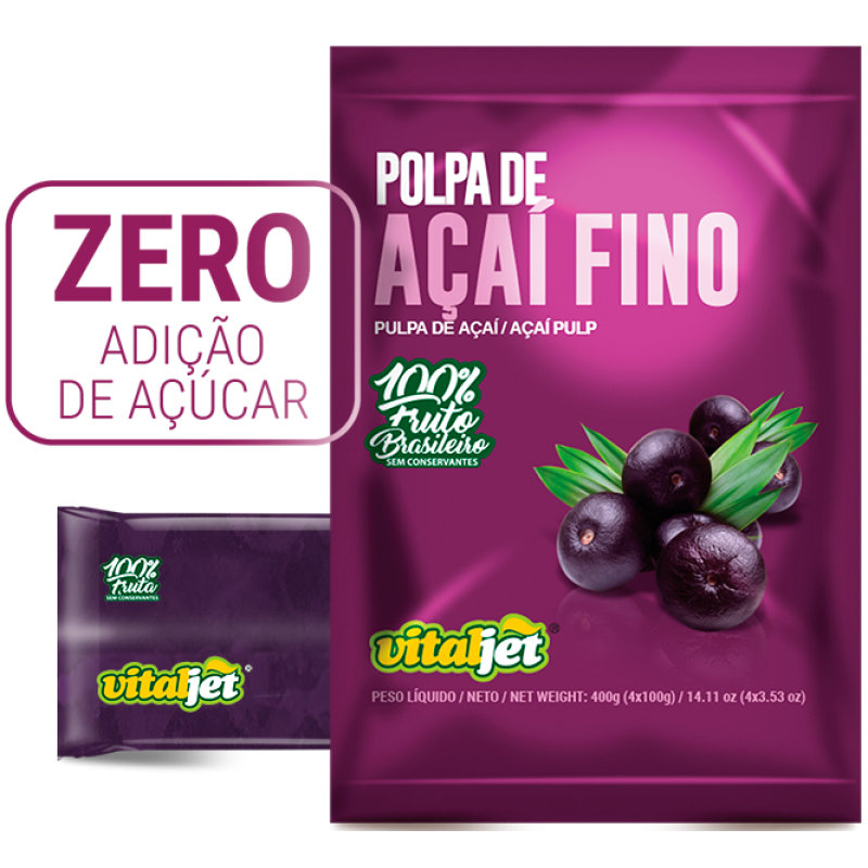 Polpa de Açaí Fino VitalJet 400g (4x100g) Polpa de Açaí Fino VitalJet 400g (4x100g)
