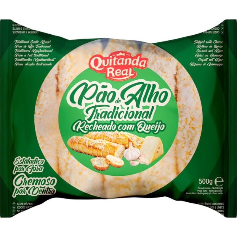 Pão de Alho Tradicional Recheado com Queijo - Quitanda Real 500g Pão de Alho Tradicional Recheado com Queijo - Quitanda Real 500g