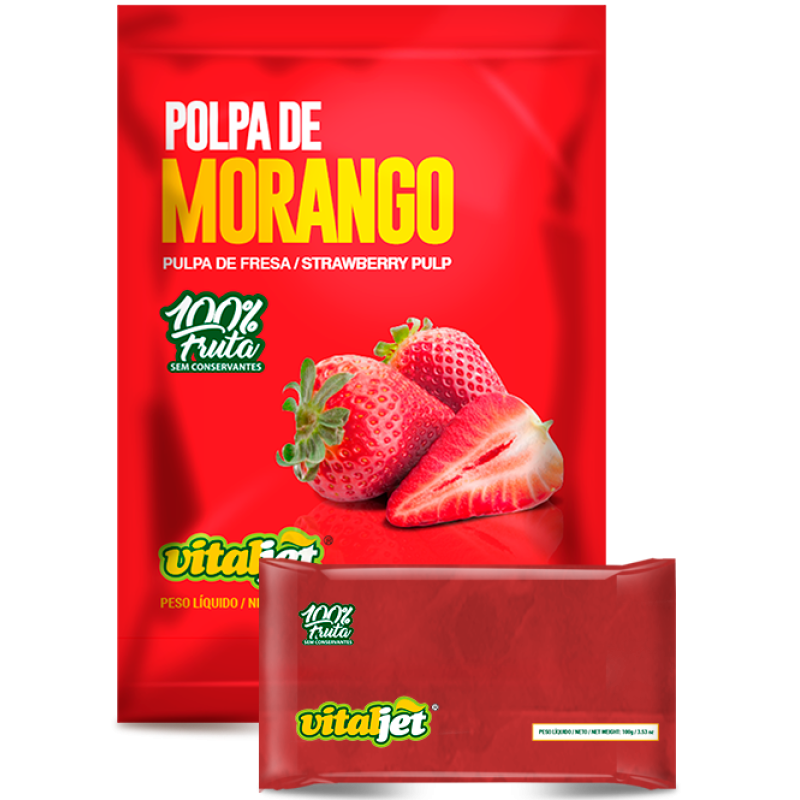 Polpa de Morango/Pulpa de Fresa VitalJet 400g (4x100g) Polpa de Morango/Pulpa de Fresa VitalJet 400g (4x100g)